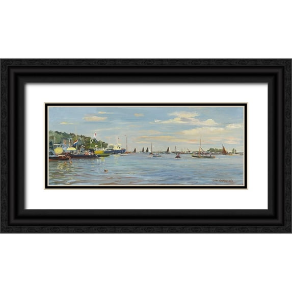 Koopmans, Gosse 24x12 Black Ornate Wood Framed with Double Matting Museum Art Print Titled - Skûtsjesilen Traditional Sailing
