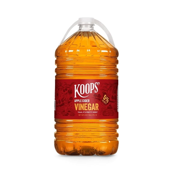 Koops Apple Cider Vinegar, 5% Acidity, 128 Fl Oz Gallon Jug, Multi-Purpose Pantry Staple