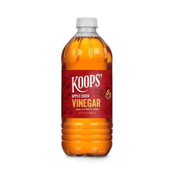 Koops Apple Cider Vinegar, 5% Acidity, Multi-Purpose Cooking and Pickling, 32 Fl Oz