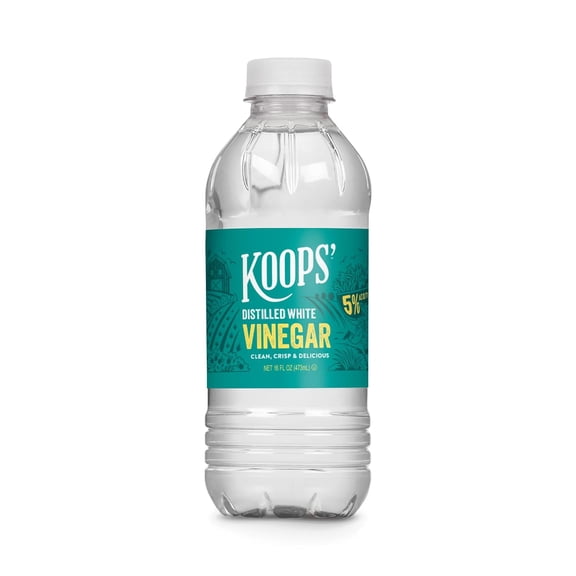 Koops Distilled White Vinegar, 5% Acidity, Multi-Purpose Household Vinegar, 16 Fl Oz