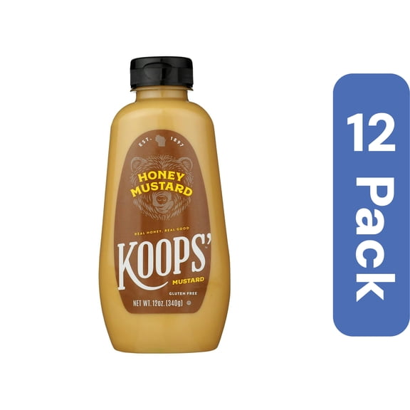 Koops Honey Squeeze Mustard 12 oz (Pack of 12)