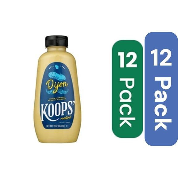 Koops White Dijon Squeeze Mustard 12 oz (Pack of 12)