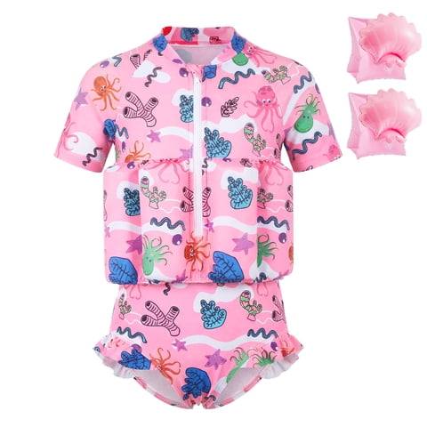 Toddler Floaties, One Piece Swimsuit with Bulit-in Floatation and Arm Wings for Boys and Girls