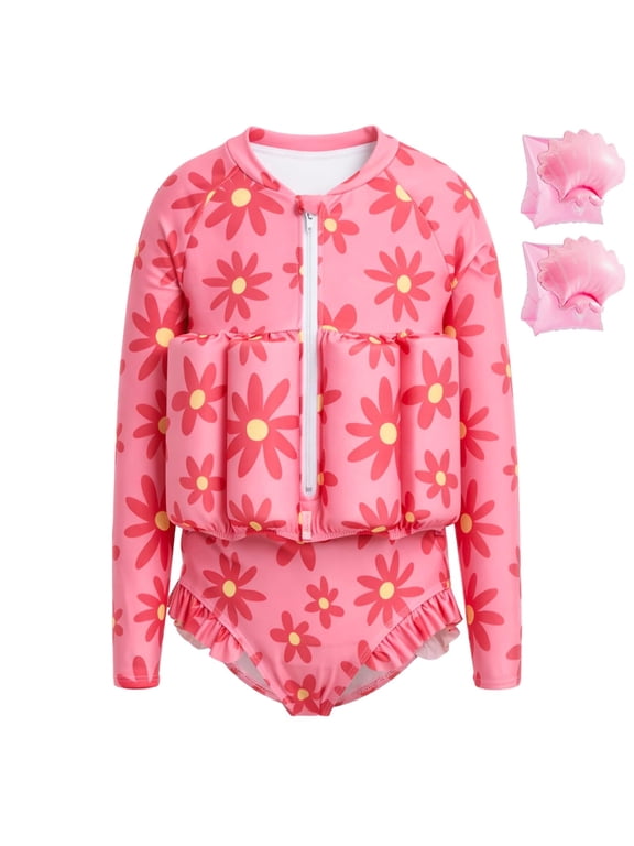 Arm Floaties, One Piece Swimsuit with Bulit-in Floatation and Arm Wings for Swimming