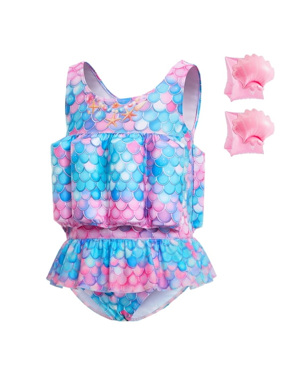 Flotation Swimsuit with Detachable Arm Floaties – UPF 50+ Quick-Dry One-Piece Swim Vest, Swimwear with Floatation for Pool & Beach