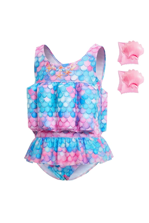 Flotation Swimsuit with Detachable Arm Floaties – UPF 50+ Quick-Dry One-Piece Swim Vest, Swimwear with Floatation for Pool & Beach