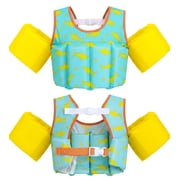 Koorium Kids Swim Vest Float Jacket for 2-6 Years Boys Girls,Double Safety Buckles Arm Floaties,Adjustable Buoyancy Life Jacket for Pool Beach Lake Water Play
