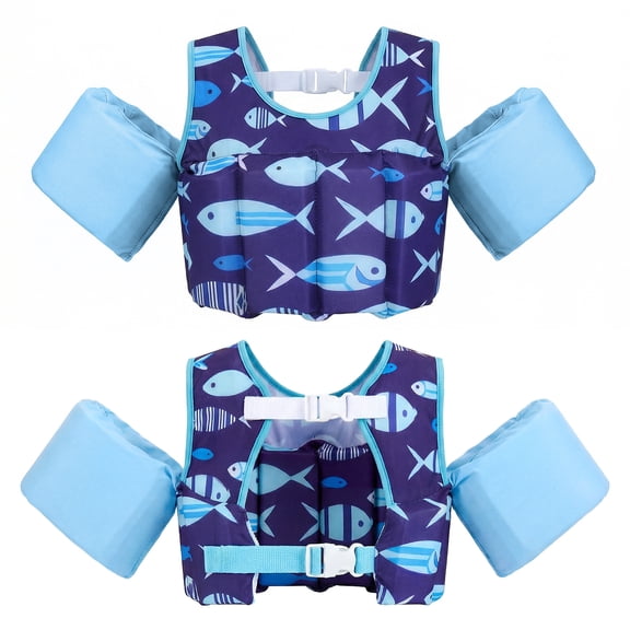 Koorium Kids Swim Vest Float Jacket for 2-6 Years Boys Girls,Double Safety Buckles Arm Floaties,Adjustable Buoyancy Life Jacket for Pool Beach Lake Water Play