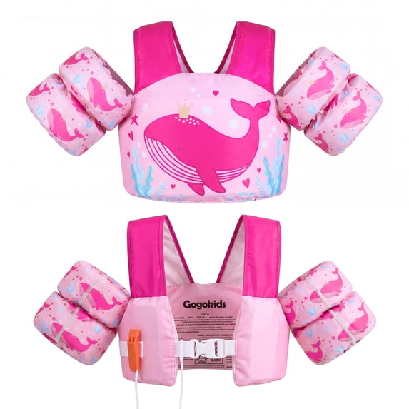 Koorium Toddler Swim Vest for Kids,Swim Arm Floaties 22-66lbs,Cartoon Swimming Water Wings Pool Float Vests with Shoulder Straps Arm Band for Boys Girls, Learn to Swim