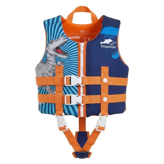 Gogokids Kids Swim Vest Life Jacket-Toddler Flotation Buoyancy Swimsuit Trainer Vests Swimming Aid Jacket for Boys/Girls Age 1-9 Years,Orange Dinosaur