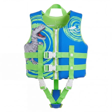 Gogokids Kids Swim Vest Life Jacket-Toddler Flotation Buoyancy Swimsuit Trainer Vests Swimming Aid Jacket for Boys/Girls Age 1-9 Years,Blue-Green Dinosaur