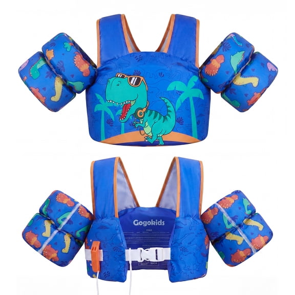 Koorium Toddler Swim Vest for Kids,Swim Arm Floaties 22-66lbs,Cartoon Swimming Water Wings Pool Float Vests with Shoulder Straps Arm Band for Boys Girls, Learn to Swim