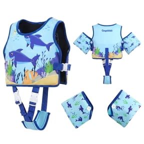 Koorium 3-in-1 Toddler Swim Vest Life Jacket for Kids,Pool Floaties Jacket 33-66lbs, Toddler Anti-Chafe Remove Arm Floats Swim Jacket with Water Wings for Boys Girls Child