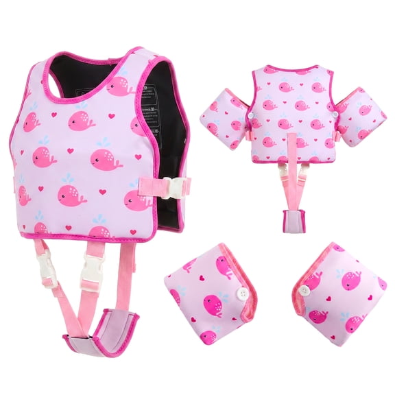 Koorium 3-in-1 Toddler Swim Vest Life Jacket for Kids,Pool Floaties Jacket 33-66lbs, Toddler Anti-Chafe Remove Arm Floats Swim Jacket with Water Wings for Boys Girls Child