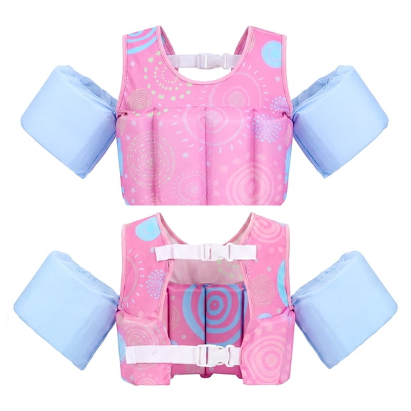 Koorium Kids Swim Vest Float Jacket for 2-6 Years Boys Girls,Double Safety Buckles Arm Floaties,Adjustable Buoyancy Life Jacket for Pool Beach Lake Water Play