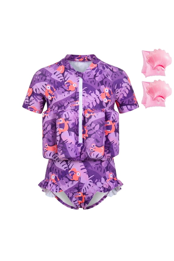 Toddler Floaties, One Piece Swimsuit with Bulit-in Floatation and Arm Wings for Boys and Girls
