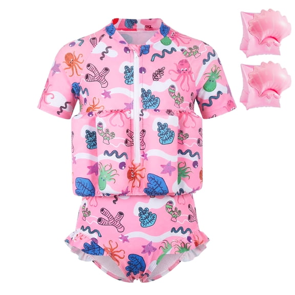 Koorium Toddler Floaties, One Piece Swimsuit with Bulit-in Floatation and Arm Wings for Boys and Girls