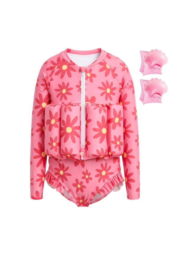 Arm Floaties, One Piece Swimsuit with Bulit-in Floatation and Arm Wings for Swimming