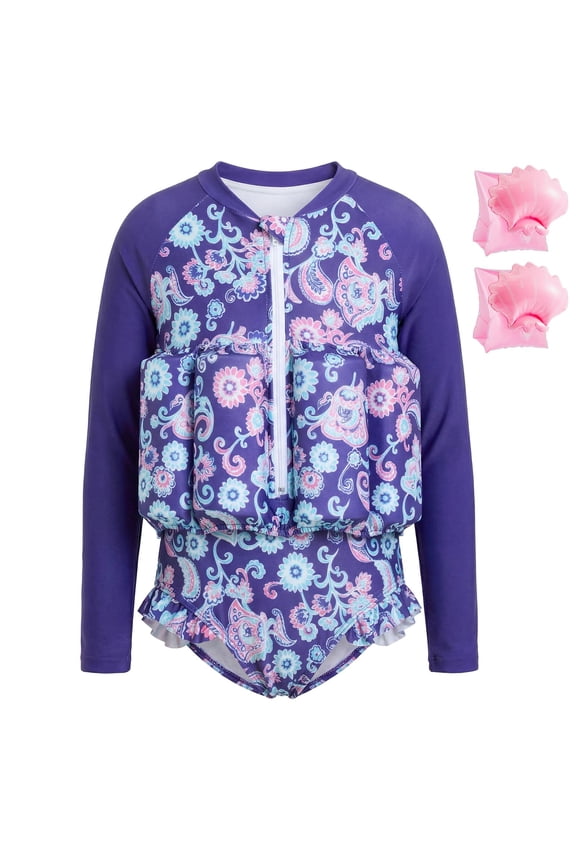 Toddler Floaties, One Piece Swimsuit with Bulit-in Floatation and Arm Wings for Boys and Girls