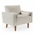 thumbnail image 1 of Koorlian Beige Accent Chairs, Mid Century Modern Accent Chair with Track Armrest, Button Tufted Armchair, 2 Bolster Pillow, Linen Fabric Single Sofa Chair for Living Room/Bedroom/Apartment/Office, 1 of 7