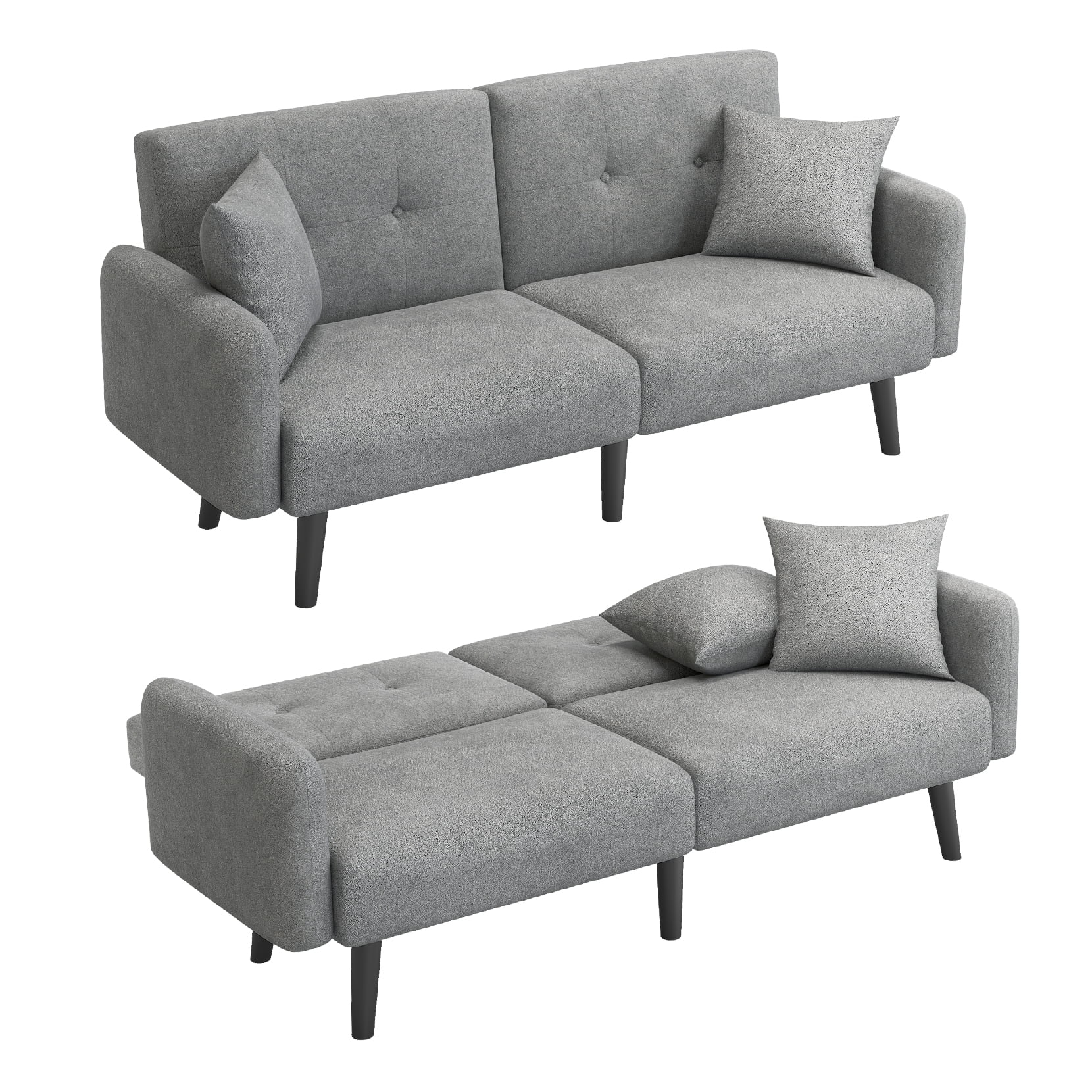 Koorlian Futon Sofa Bed, Convertible Sleeper Sofa with Armrest, Modern