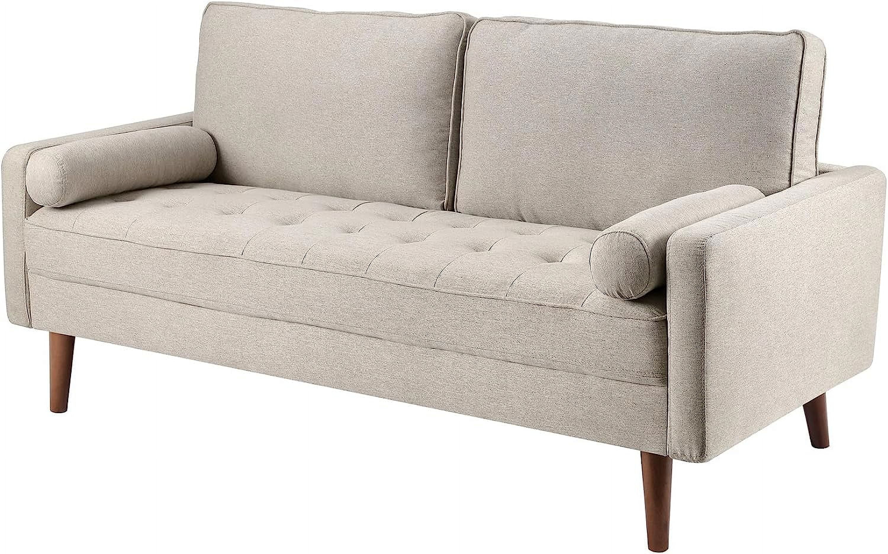 Koorlian 2Seater Mid Century Modern Beige Fabric Sofa Couch with