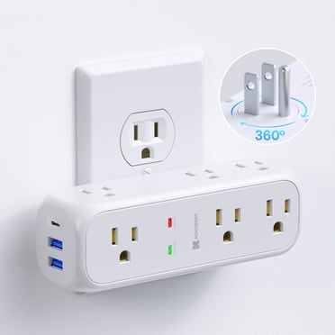 Koosom Multi Plug Outlet Extender,9 AC Outlets, 360° Rotating Plug Outlet Splitter Surge Protector