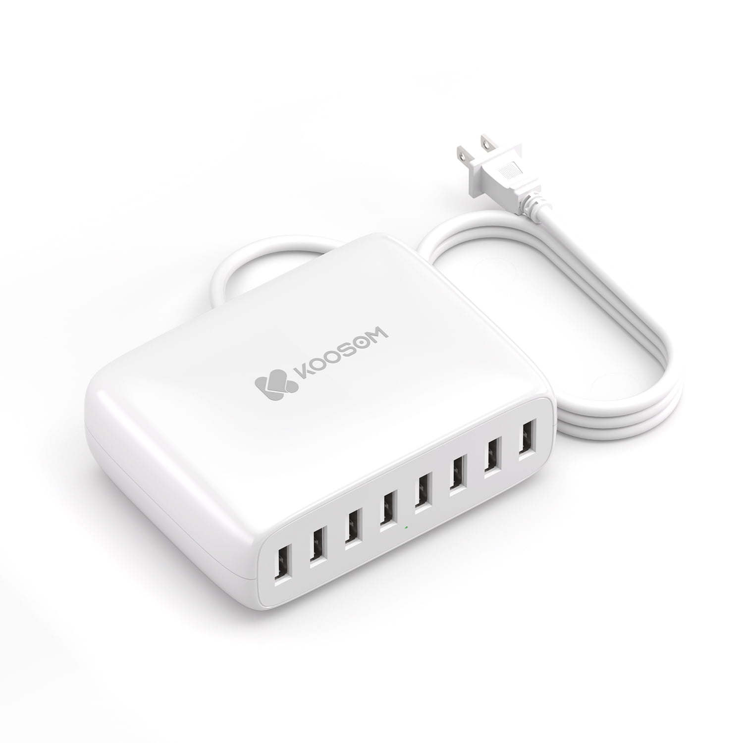 KOOSOM USB Charger Station,8-Port Desktop Charging Station for Multiple Devices,White