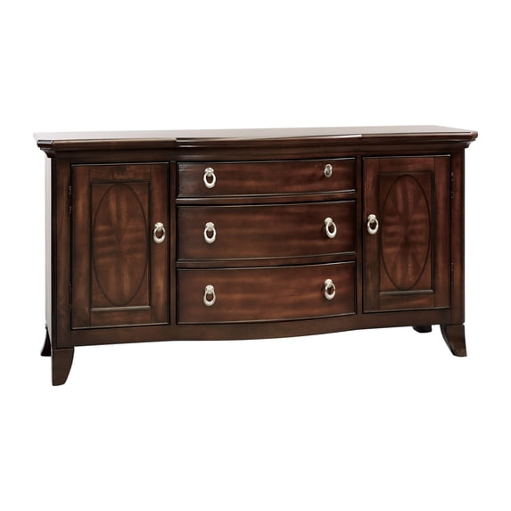 Koot 56 Inch 3 Drawer Buffet Console, Storage Cabinets, Adjustable Shelves- Saltoro Sherpi