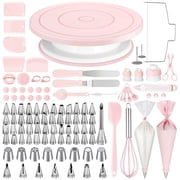 Kootek 160 Pcs Cake Decorating Kit, Baking Supplies Tools with Cake Turntable Stand, 64 Piping Tips with Pattern Chart, 52 Pastry Bags