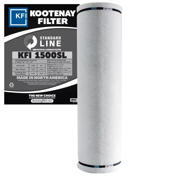 Kootenay Filter KFI 1500 Standard Line Carbon Filter - 8-14"" Flange - 2650 CFM, White