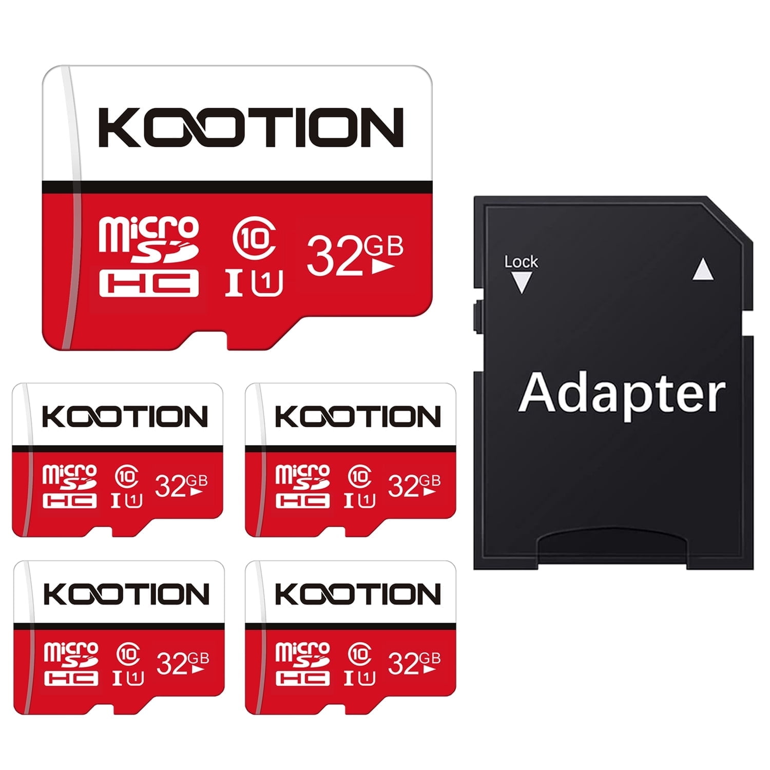 Kootion 32GB Micro SDHC Flash Memory Card with Adapter, 5 Total Count ...