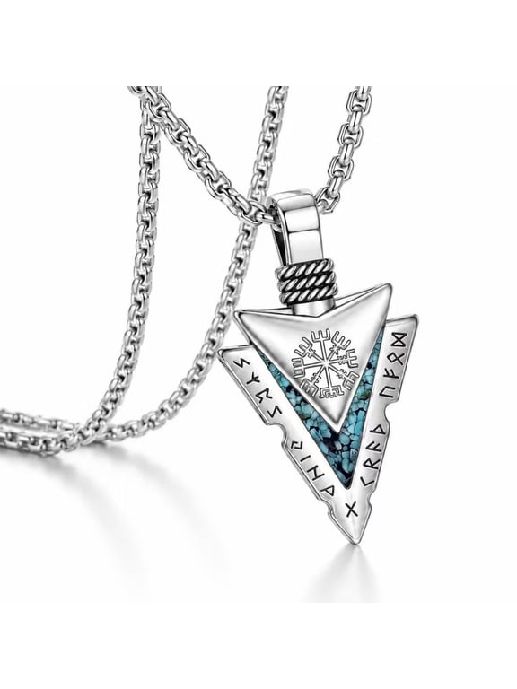 Arrowhead Necklace Crushed Turquoise Inlay Protection Courage Totem Arrow Jewelry Gift for Men Women