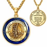 Kootwo St. Christopher Necklace for Men, 14K Gold Plated Saint Christopher Medal, Catholic Religious Jewelry Gift