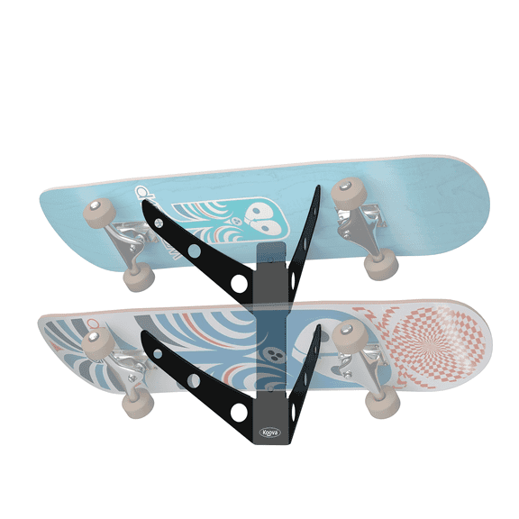 Koova 2 Skateboard Wall Mount Rack Holder | Creative Deck Display | Home or Garage Longboard Storage | Scooter Hanger | Easy Install - Hardware Incl. | USA Made