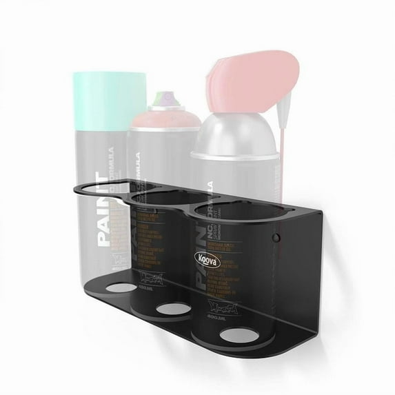 Koova 3 Aerosol Spray Can Holder | Easy Install Wall Mount | Heavy-Duty Powder Coated Steel Storage Rack for Garage & Home | Craft Workspace Paint Bottle Organizer | Hardware Included | USA Made