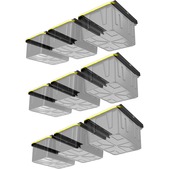 Koova Overhead Bin Rack for Nine Bins | Overhead Garage Storage Rack to Mount on Ceiling with Adjustable Width | Supports Most Black and Yellow Storage Bins | Easy to Install | Made in USA | 9 Sets