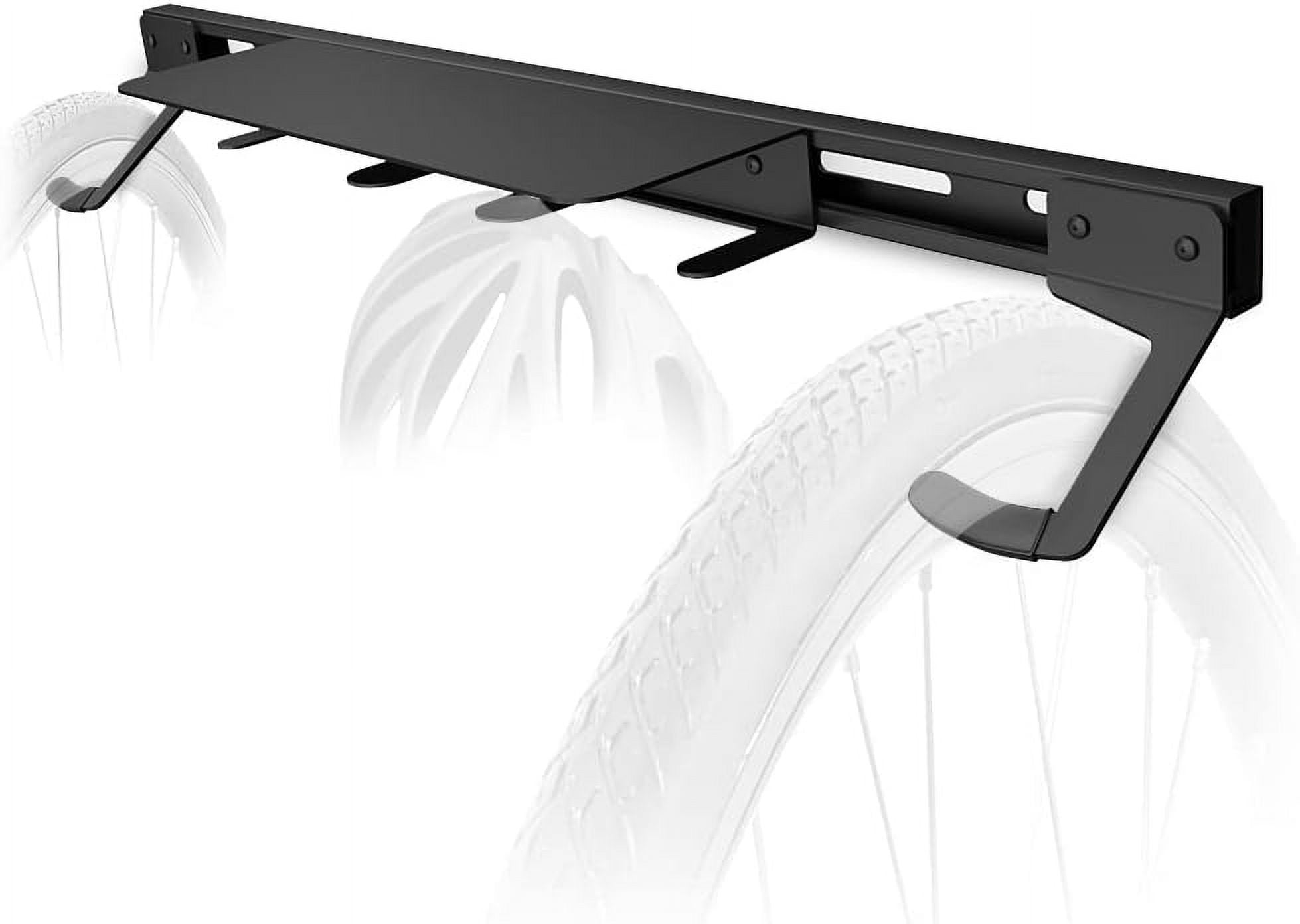 Black Heavy Duty Wall Mount Bike Rack with Storage Shelf