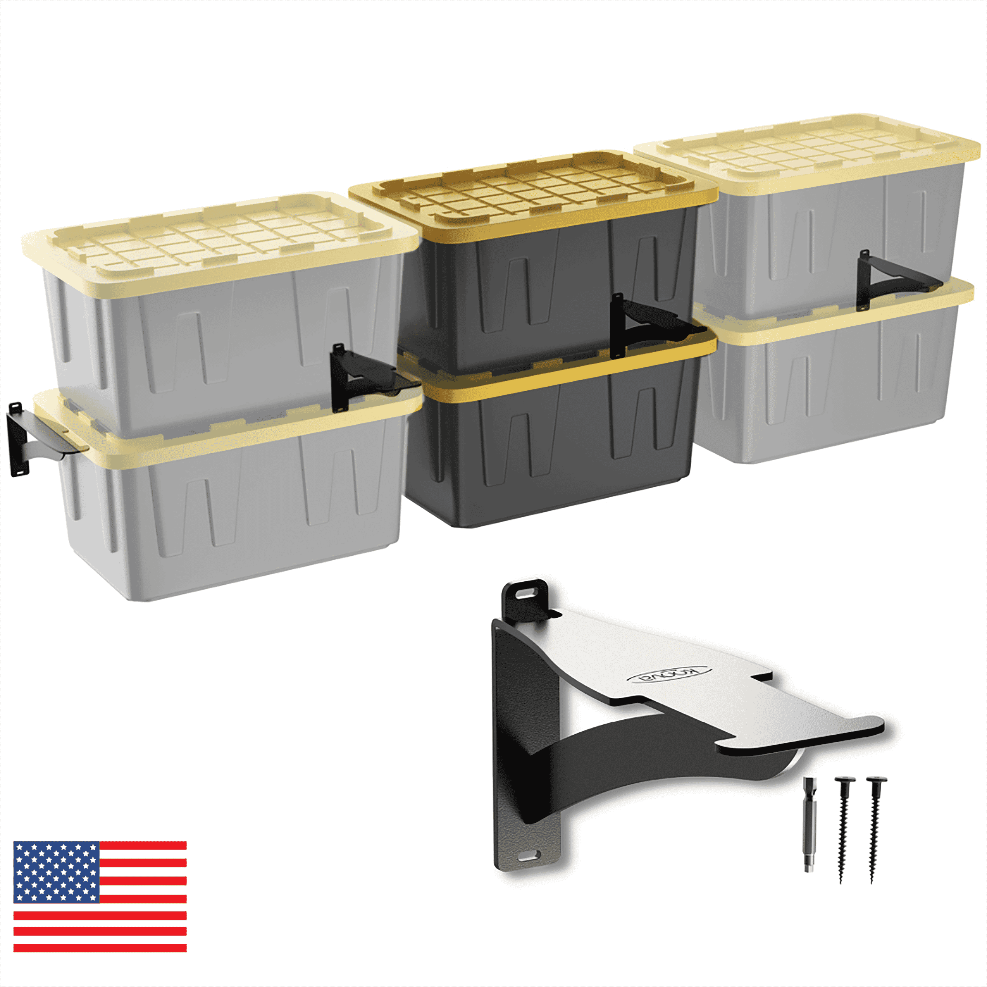 Koova Wall Mount Overhead Hanging Garage Tote Rack Storage System