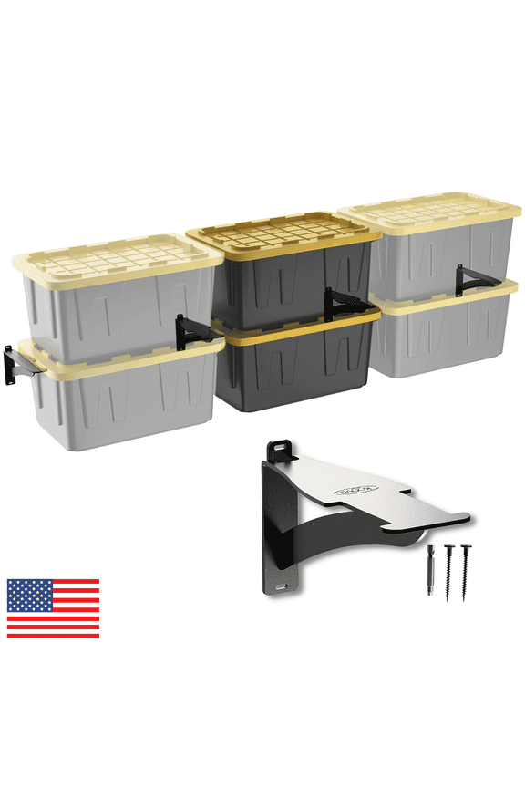 Wall Mount Garage Tote Rack Storage System (1-Piece Add-On)