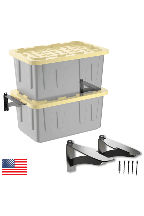 Wall Mount Garage Tote Rack Storage System (2-Piece Set)