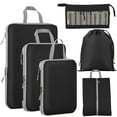 thumbnail image 1 of Koovon Compression Packing Cubes for Suitcase, 6 Set Luggage Packing Organizers Durable Packing Cubes with Laundry Bag and Shoe Bags, Black, 1 of 9