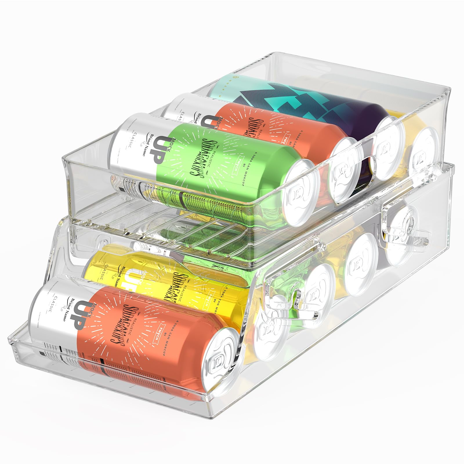 Koovon Double Layers Soda Can Fridge Storage Organizers, Automatic Drink Can Dispenser, Fridge