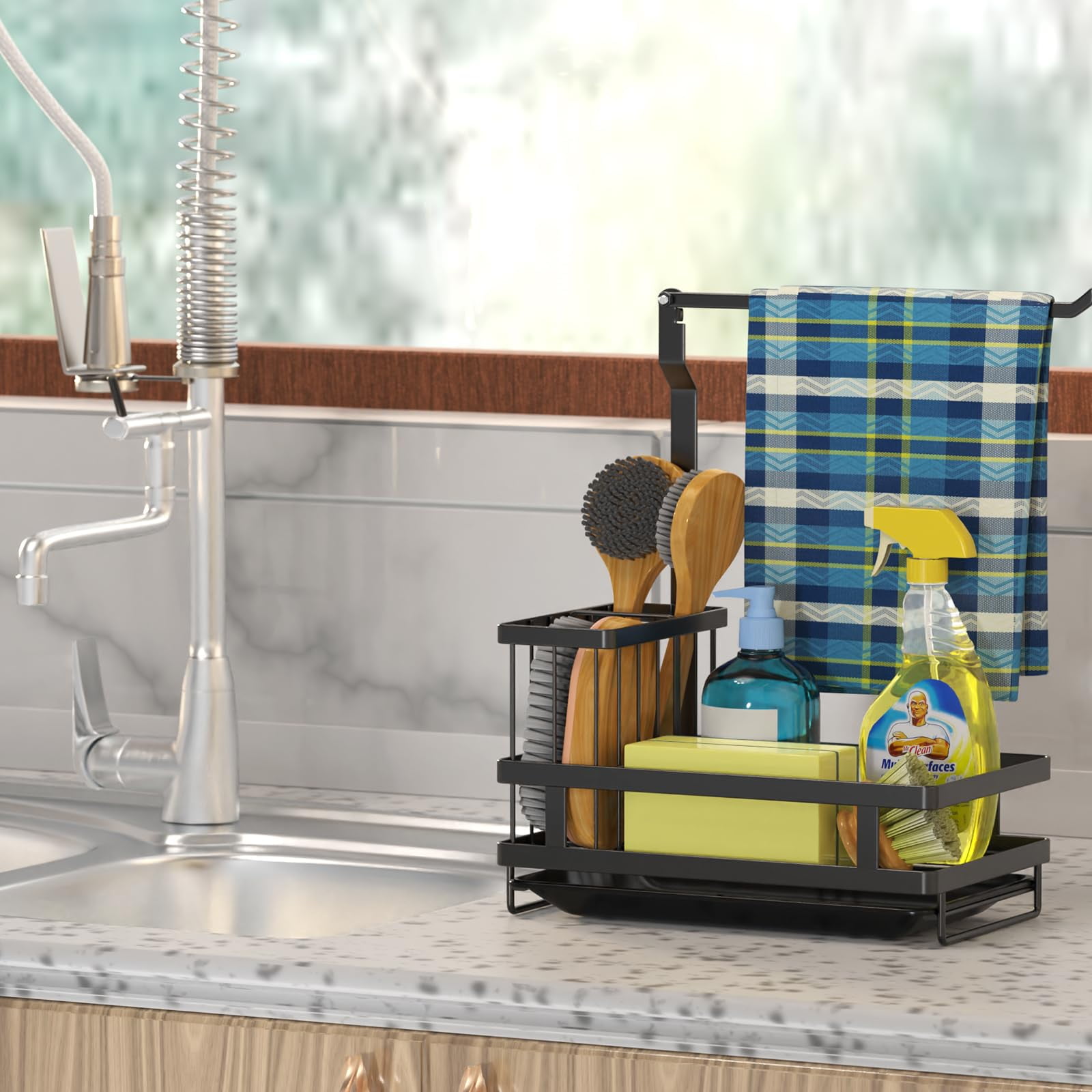 Koovon Sink Caddy, Kitchen Sink Organizer Sponge Holder, Kitchen Sink