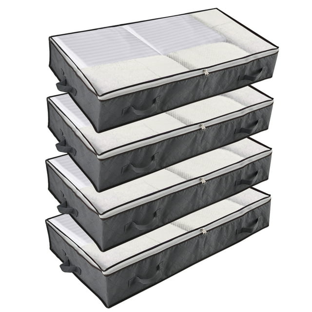 Koovon Under Bed Storage Bags with Zips, 90L Underbed Storage
