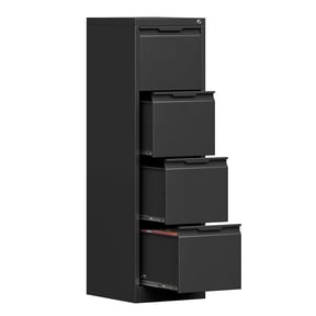 Kooyon 4 Drawer File Cabinet with Lock, 17.8" Deep Metal Filing Cabinet for Home Office, Black, Fits Letter/A4/Legal Folders, Easy Assembly-Black