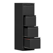 4 Drawer File Cabinet with Lock,17.8" Deep Metal Filing Cabinet,Vertical File Cabinets for Home Office,Locking File Cabinet Tall for Hanging Letter/A4/Legal Folders, Easy Assemble-Black