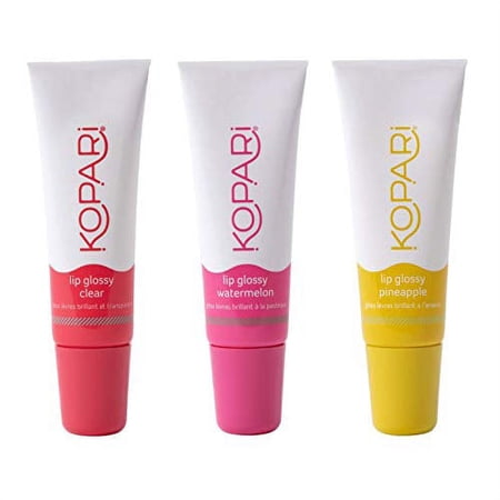 Kopari Paradise Pout Kit - Hydrating and Moisturizing Coconut Oil, Vitamin E and Shea Butter Lip Gloss, 100% Organic Coconut Oil, Non GMO, Vegan, Sulfate Free, Clear, Watermelon & Pineapple