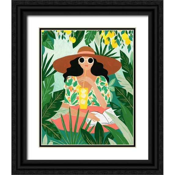 Kopcik, Emily 12x14 Black Ornate Wood Framed with Double Matting Museum Art Print Titled - Under The Lemon Tree
