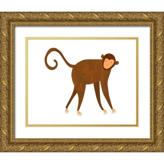 Kopcik, Emily 32x26 Gold Ornate Wood Framed with Double Matting Museum Art Print Titled - Monkey